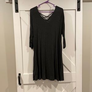Grey 3/4 sleeve dress with pockets